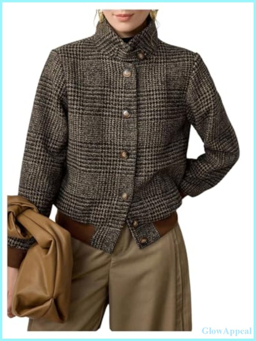 Women's Plaid Button Down Blazer Casual Long Sleeve Jacket